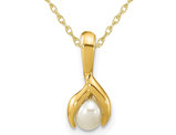 White Rice Freshwater Cultured Pearl 4-5mm Pendant Necklace in 14K Yellow Gold with Chain